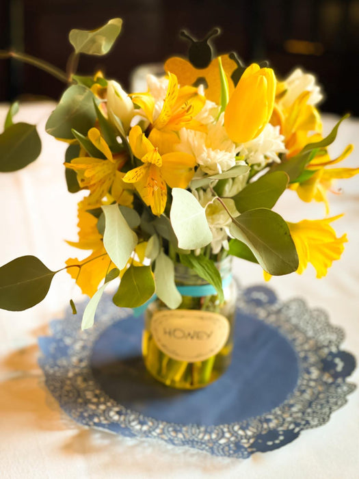 Mason Jar Floral Centerpiece Set of 6- Fresh Flowers