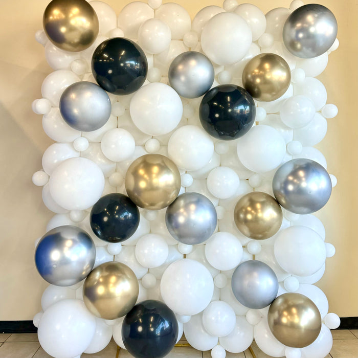 White, Black, Gold & Silver Balloon Wall 5x7