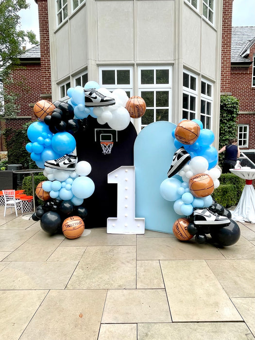 Blue Birthday Basketball Backdrop Balloon Garland