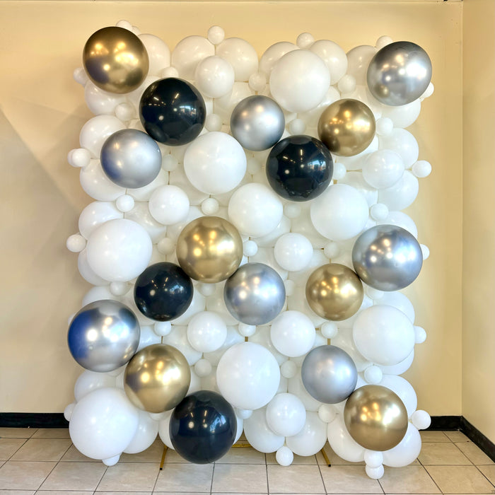 White, Black, Gold & Silver Balloon Wall 5x7