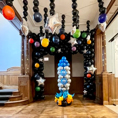 Outer Space Rocket, Stars & Planets Balloon Sculpture for School Event