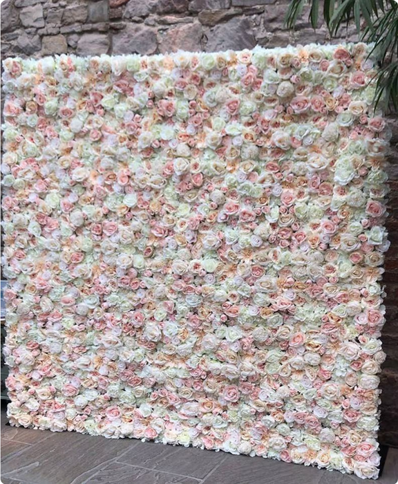 Pink and White Rose Wedding or Valentines Proposal Flower Wall Rental 7x7
