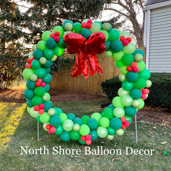 Holly Holiday Wreath & Red Foil Bow Photo Op Frame