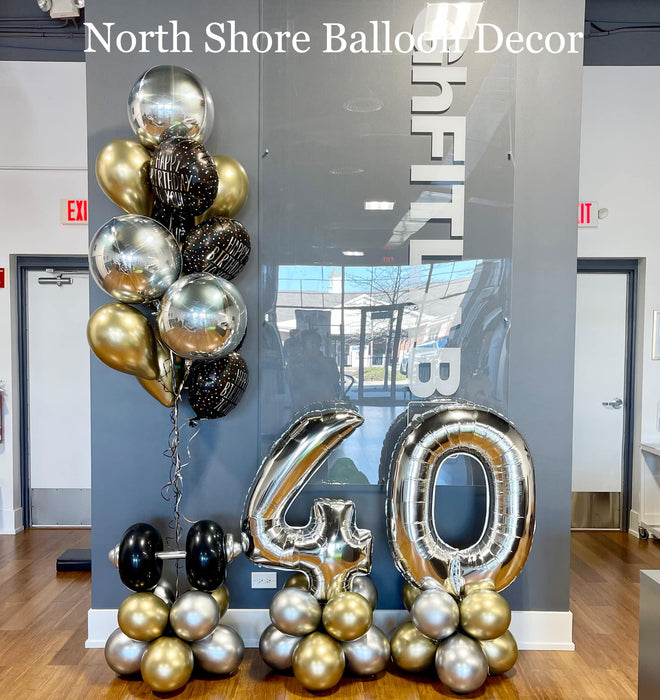 Fit & 40 Birthday Bouquet & Standing Numbers Display