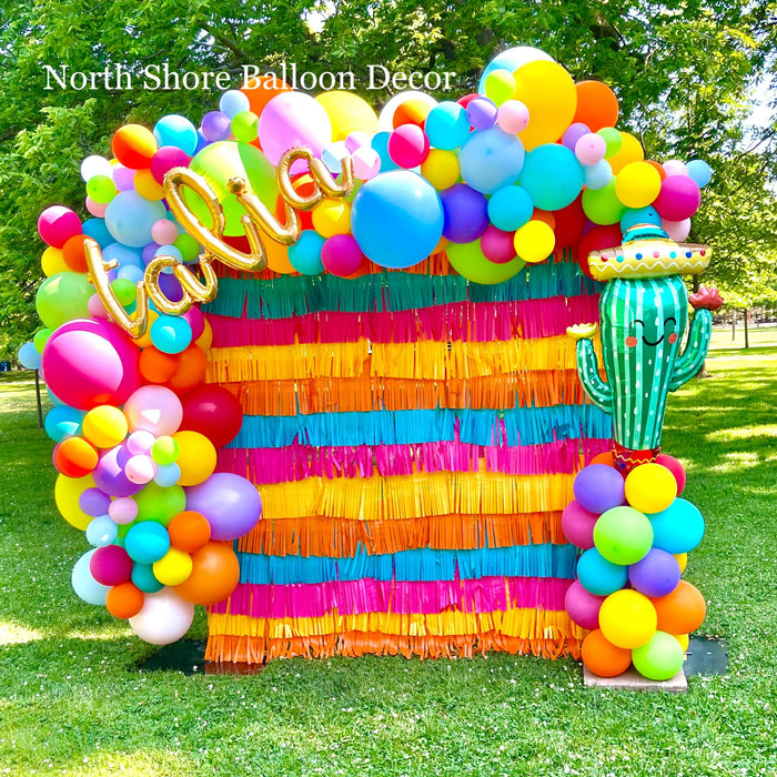 Succulent Toddler Birthday Fiesta Arch with Fringe, Name, & Dancing Cactus