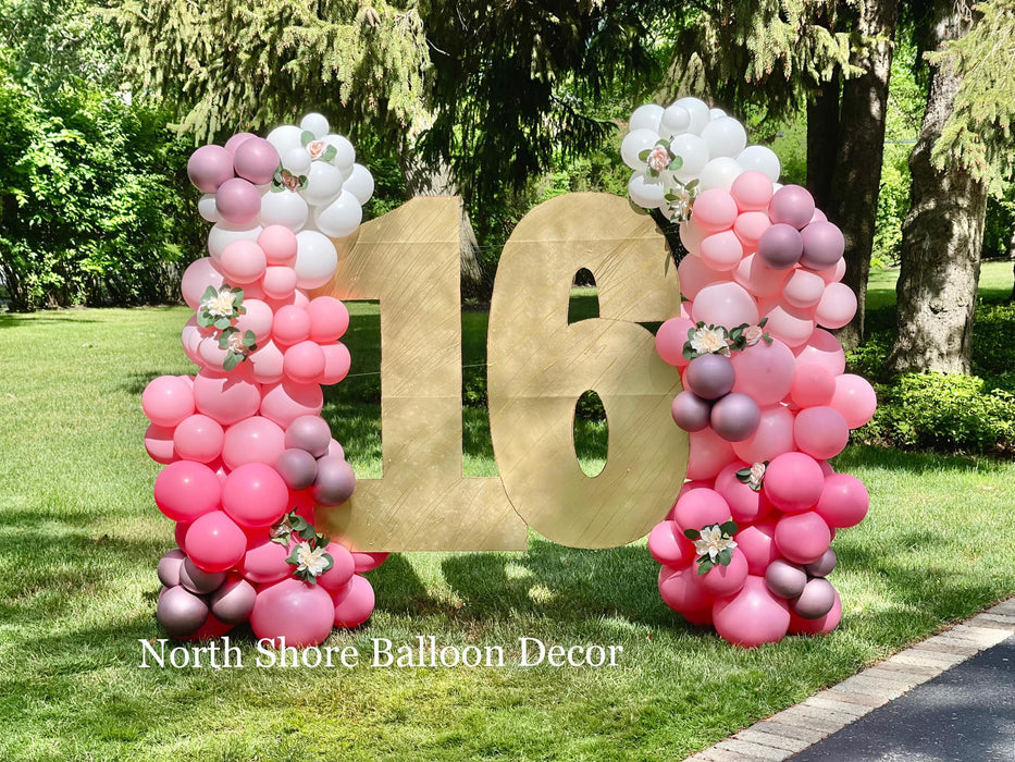 Flirty Sweet 16 Garland with Fresh Flowers & Numbers