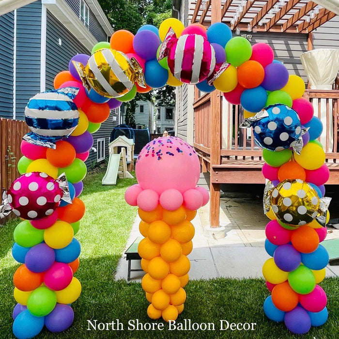 Candyland Kid's Birthday Party Balloon Arch with Ice Cream Cone