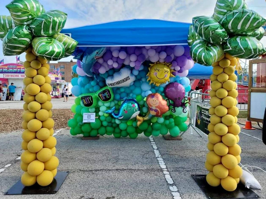 Beach Balloon Wall Backdrop & Column Palm Trees