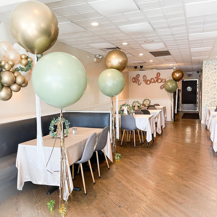 "Oh Baby!" Shower Event Room Garland, Table Centerpiece, Helium Tassels