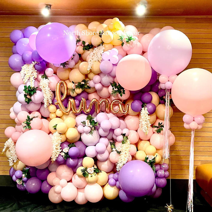 Pastel Floral Balloon Wall, Backdrop & Helium Tassels