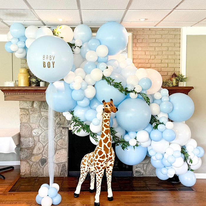 Boy Baby Shower Organic Garland with Greenery & Stuffed Animal