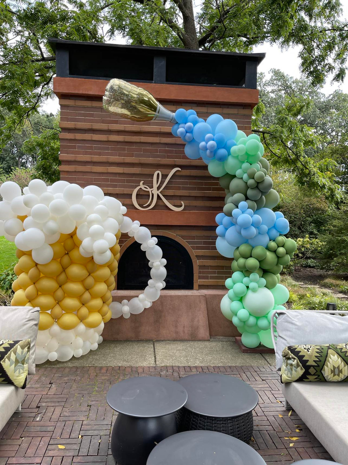 Bubbly Brunch Demi Balloon Arch with Champagne Foil