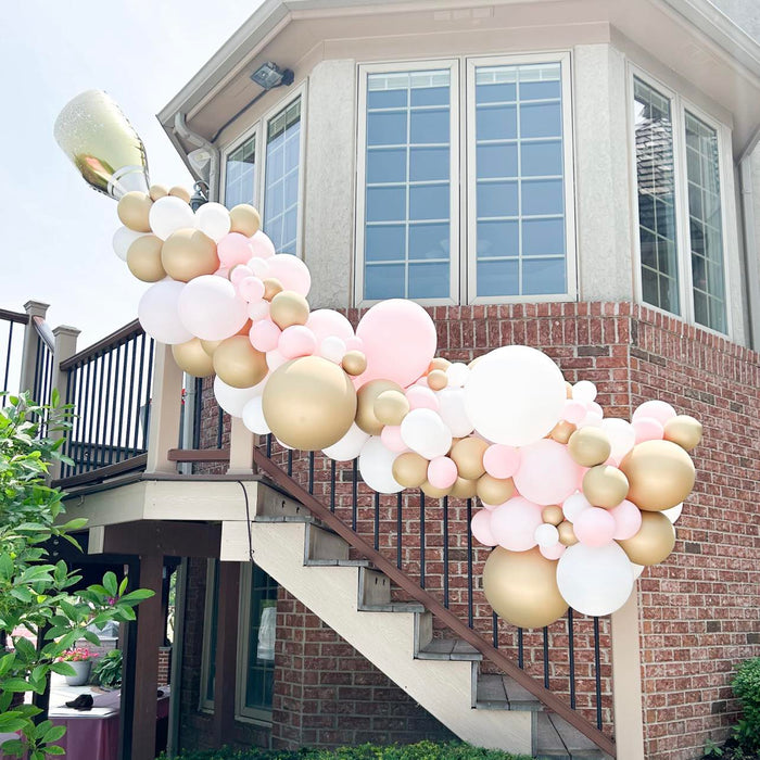 Bubbly Brunch Demi Balloon Arch with Champagne Foil