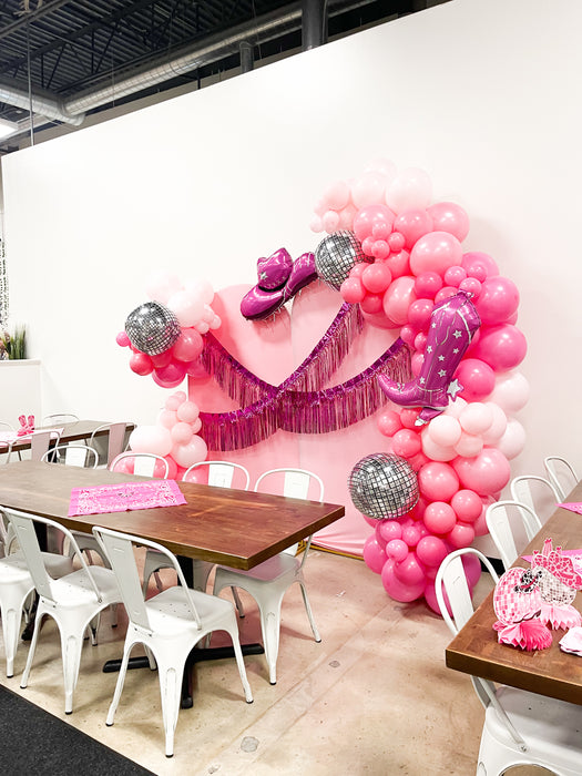 Pink Cowgirl Birthday Balloon Backdrop
