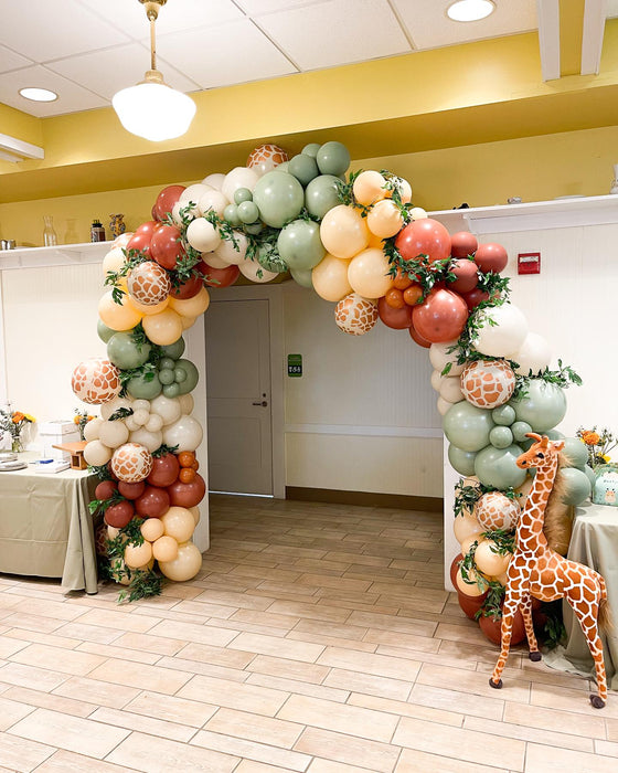 Safari Giraffe Baby Shower Doorway Balloon Arch with Greenery