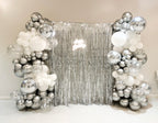 Silver Birthday Fringe Backdrop Balloon Wall