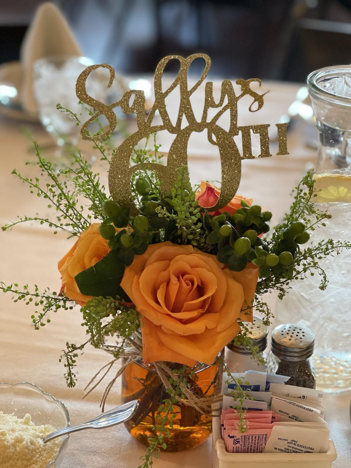Mason Jar Flower Centerpieces set of 6- Fresh Flowers