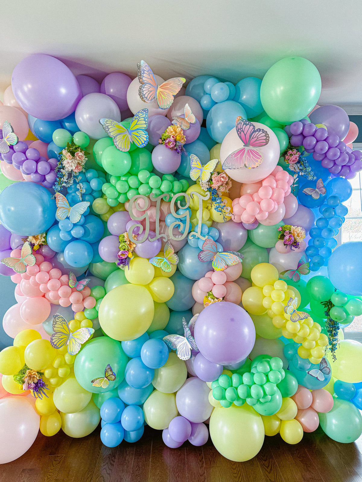 Pastel First Birthday Butterfly Balloon Wall 8x8