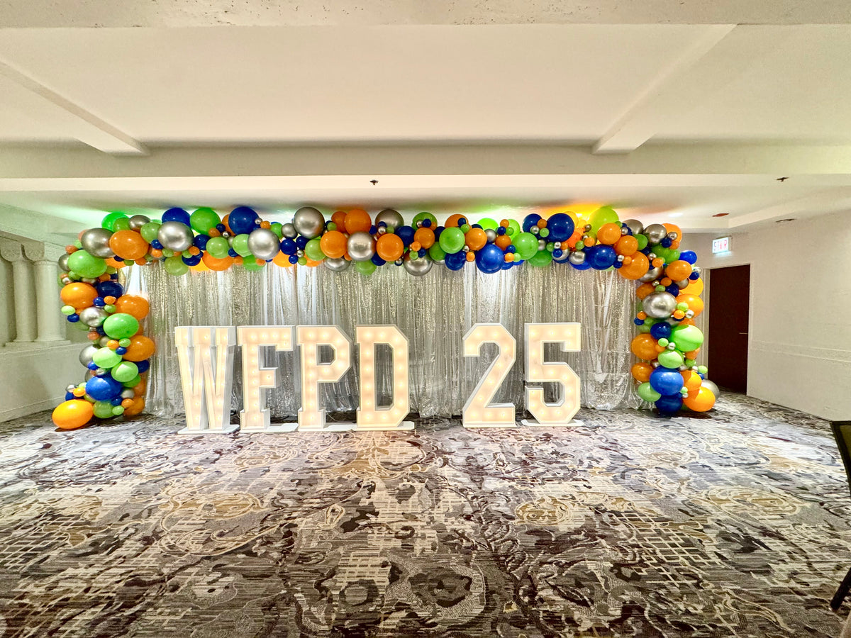 Marquee Letter Rentals, Balloon Garland and Shimmer Backdrop , Chicago