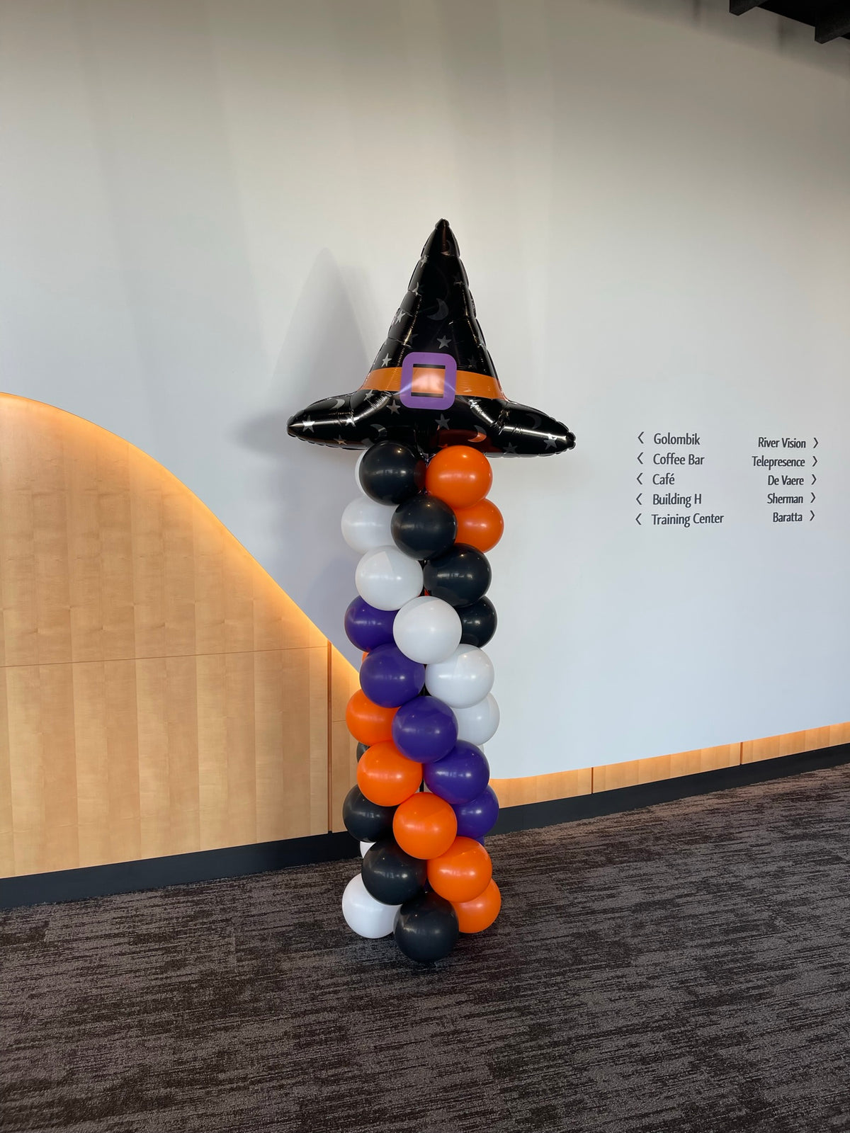 Festive Halloween Office Balloon Arch, Photo Op, Columns & Mini Sculptures