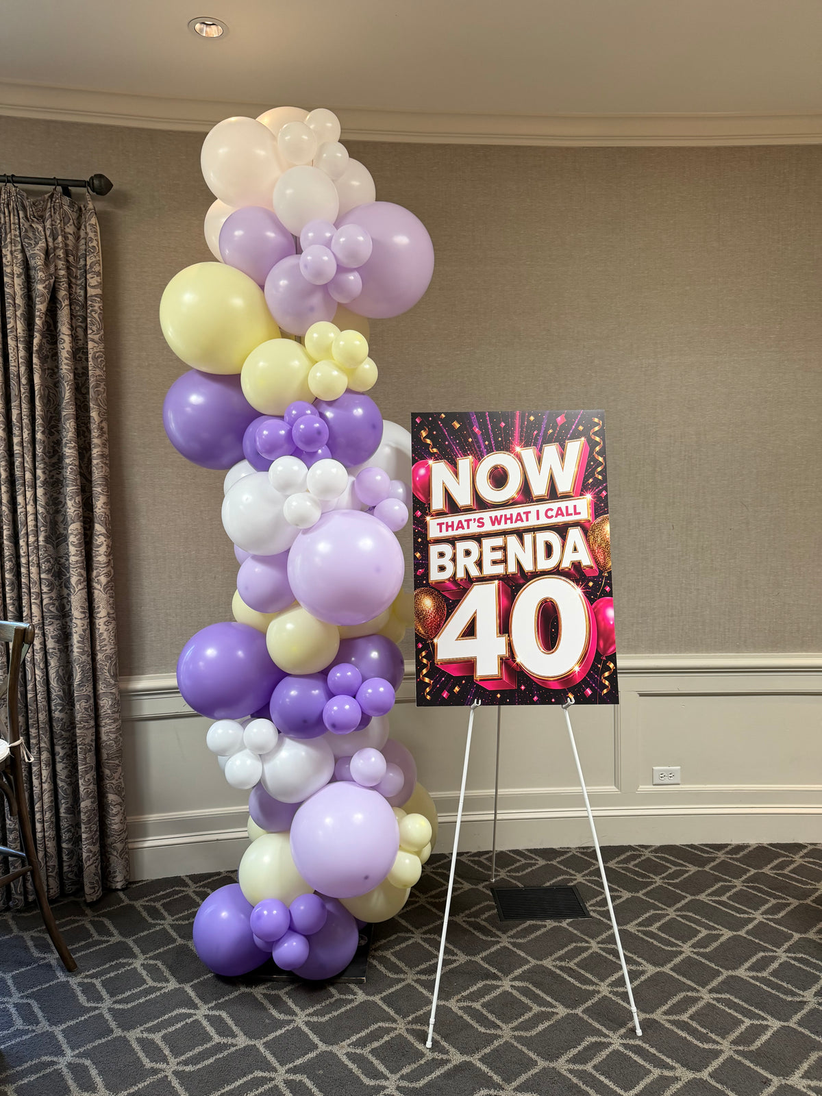 Lavendar Organic Garland Columns, Birthday 8 foot