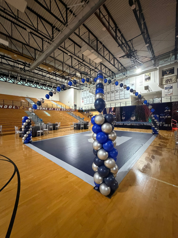 Prom Columns and Classic String of Pearls Dance Floor School Balloon Arch