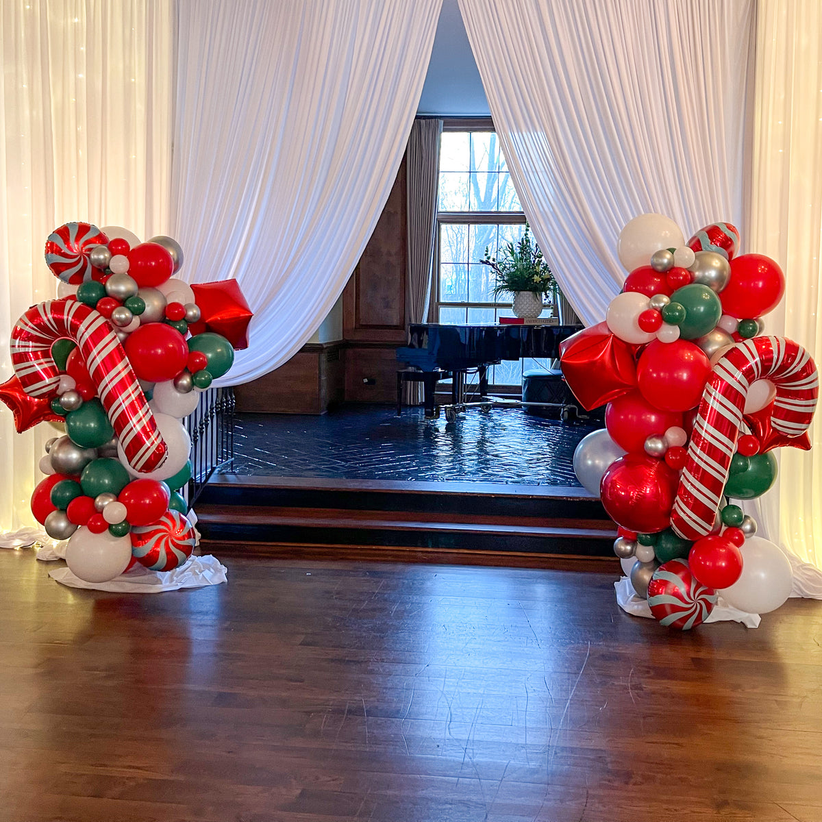 Peppermint Candy Cane Organic Balloon Columns