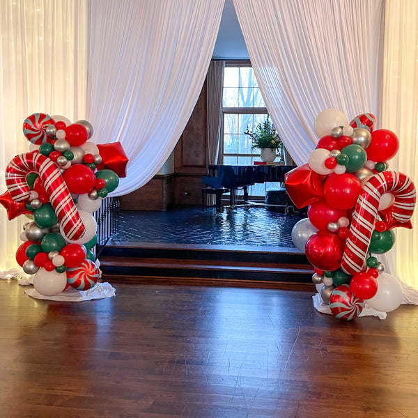 Peppermint Candy Cane Organic Balloon Columns