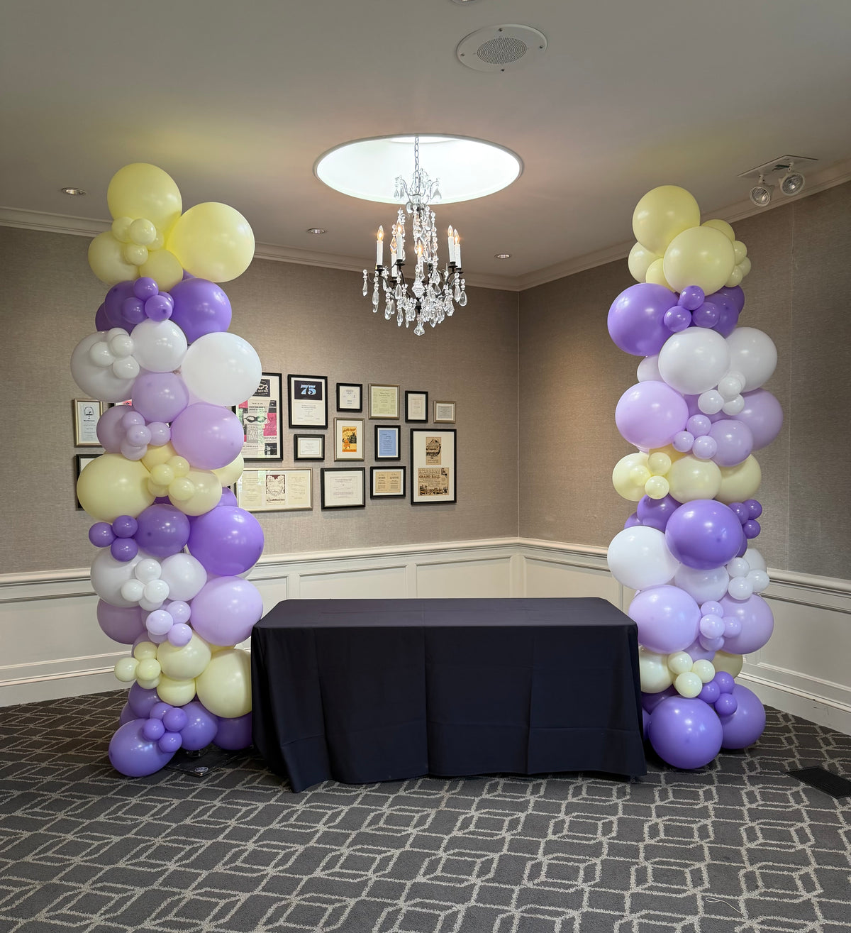 Lavendar Organic Garland Columns, Birthday 8 foot
