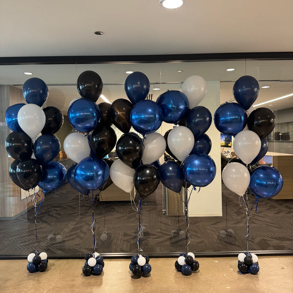 Blue and Black Helium Balloon Bouquets