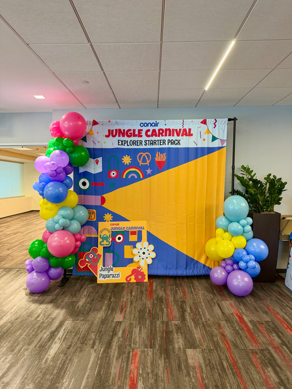 Corporate Step and Repeat Backdrop and Balloon Garland