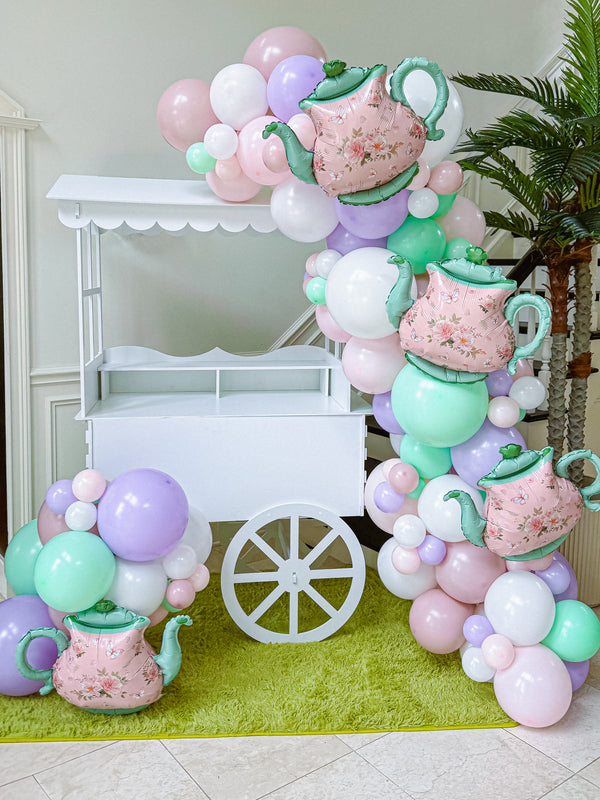 Tea Party Candy Cart Rental with 10 Foot Balloon Garland