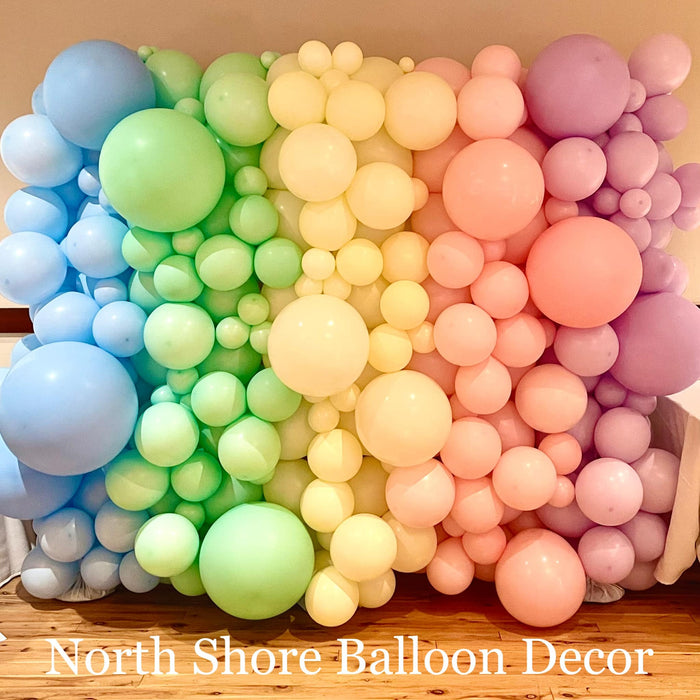Soft Striped Multi Color Balloon Wall & Photo Op Backdrop