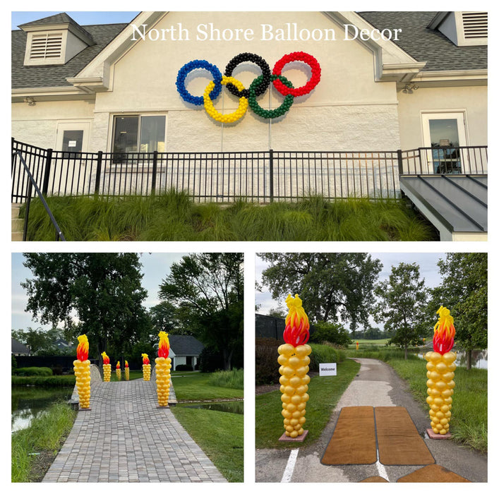 Olympic Viewing Party Rings & Torch Sculptures