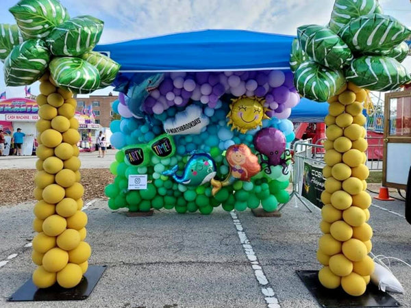 Beach Balloon Wall Backdrop & Column Palm Trees