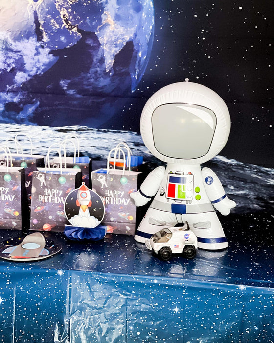 Astronaut 7th Birthday Party Table Decor, Garland, Floating Name Arch, Helium Bouquets