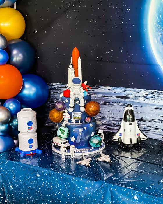 Astronaut 7th Birthday Party Table Decor, Garland, Floating Name Arch, Helium Bouquets