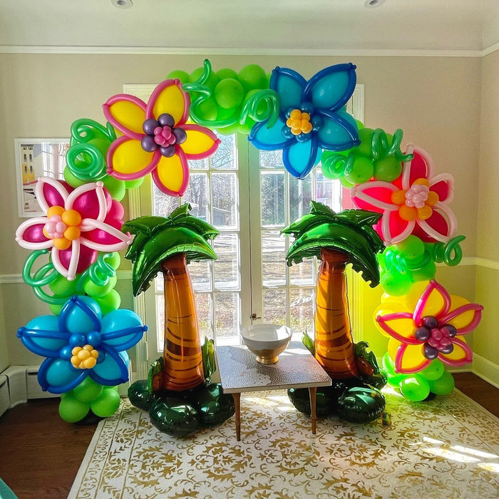 Moana Kid's Birthday Balloon Arch with Montunui Flowers & Trees