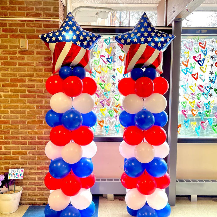 USA Independence Day Columns with Flag Stars