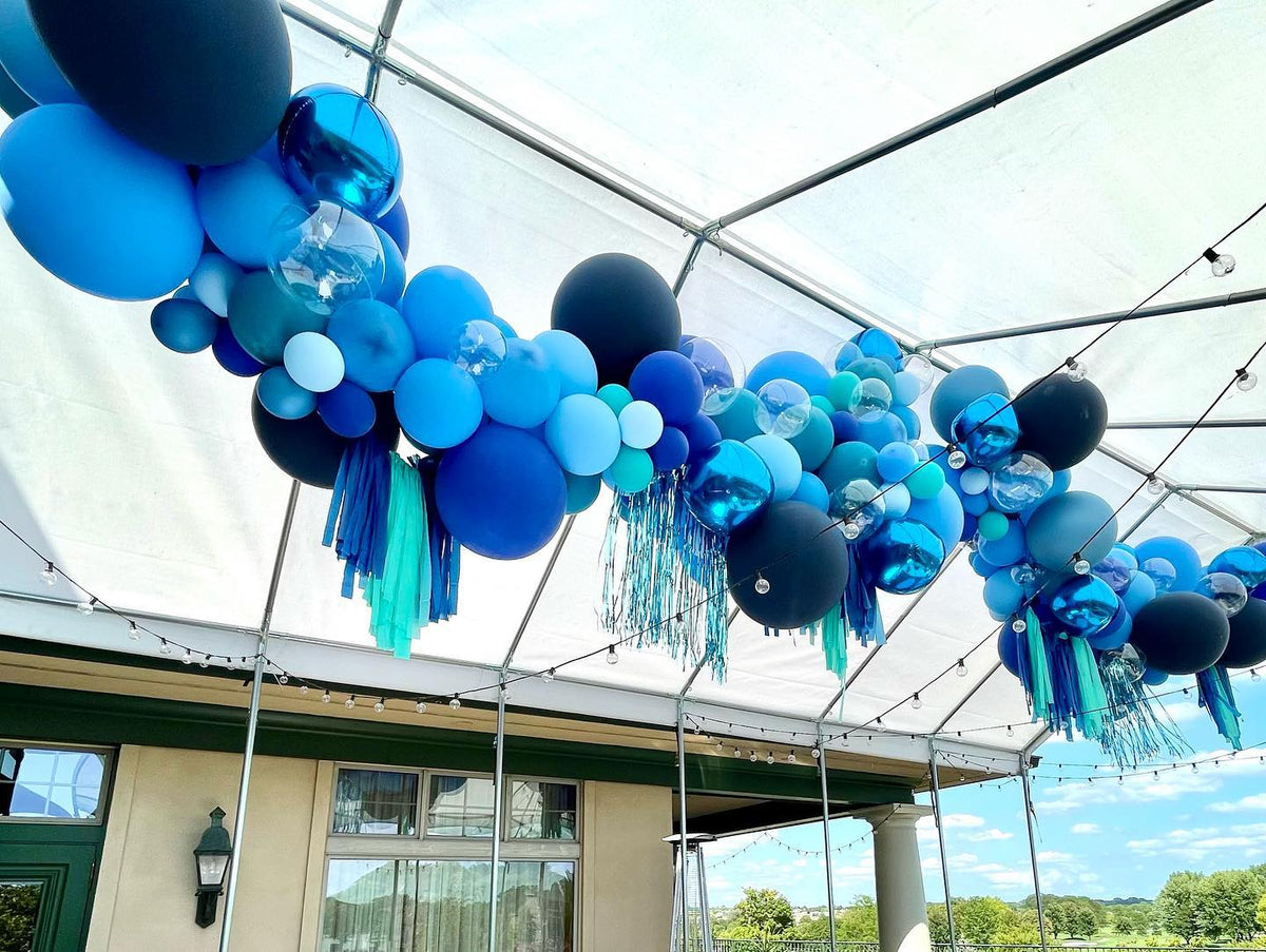 Bluegrass Party Tent Garland with Tassels and Twinkle Lights — North Shore Balloon Decor