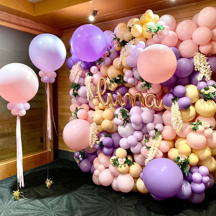 Pastel Floral Balloon Wall, Backdrop & Helium Tassels