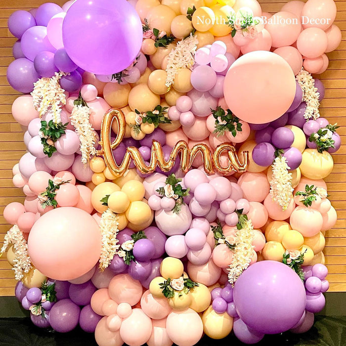 Pastel Floral Balloon Wall, Backdrop & Helium Tassels