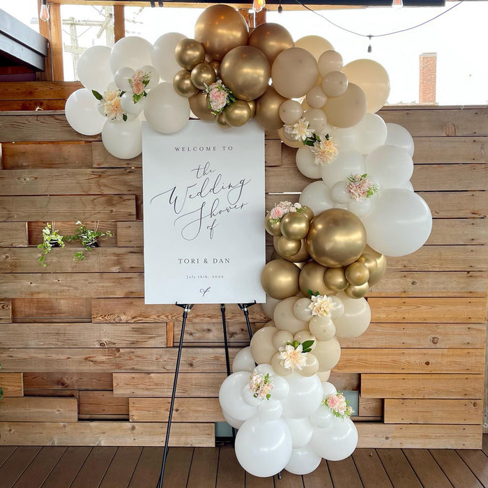 Understated Wedding Sign Garland with Fresh Florals