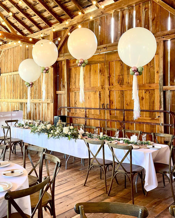 Romantic Wedding Balloon Arch, Organic Garland & Helium Tassels