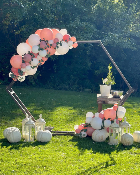 Romantic Wedding Balloon Arch, Organic Garland & Helium Tassels