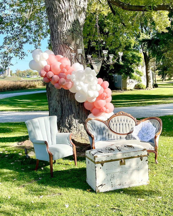 Romantic Wedding Balloon Arch, Organic Garland & Helium Tassels