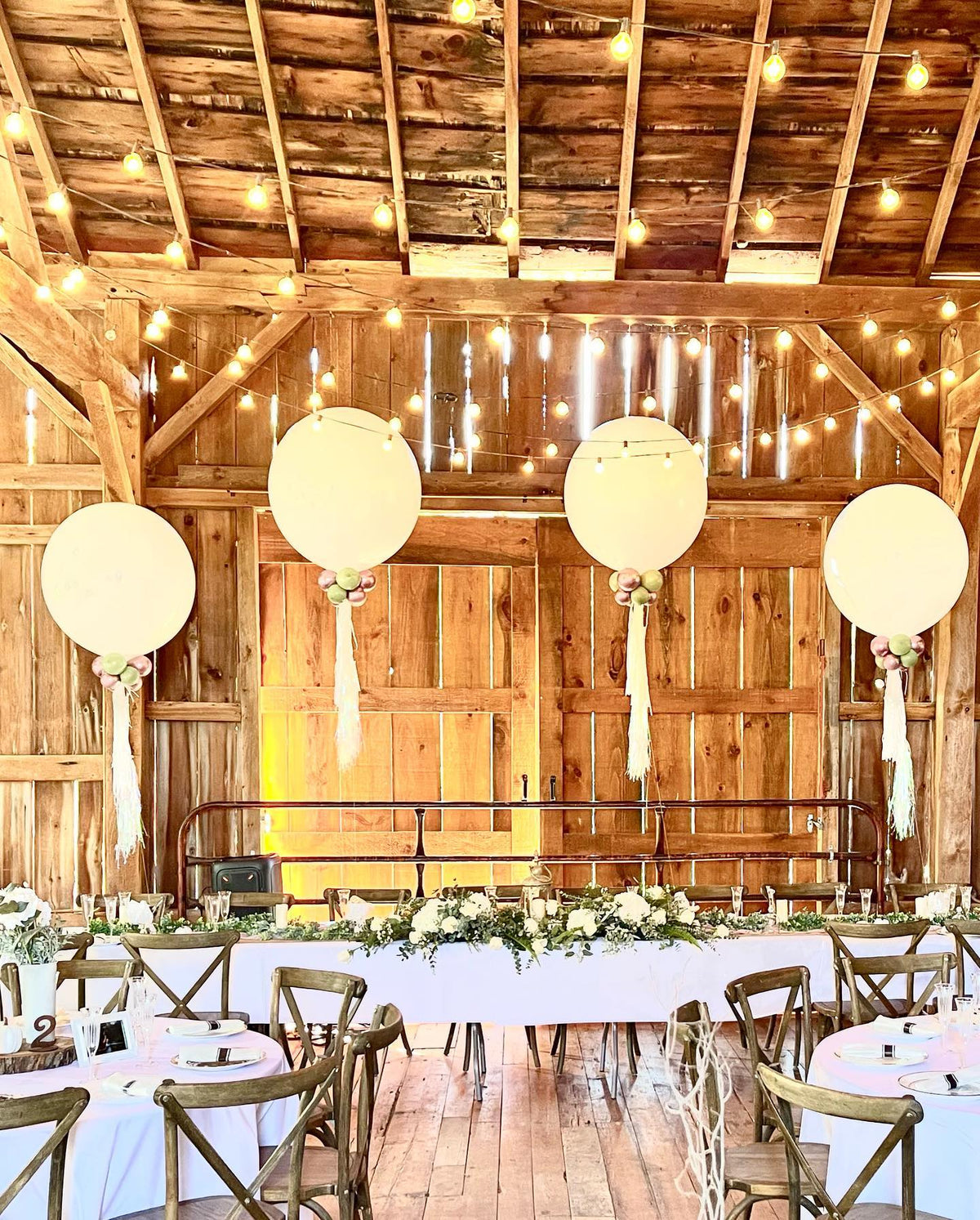 Romantic Wedding Balloon Arch, Organic Garland & Helium Tassels